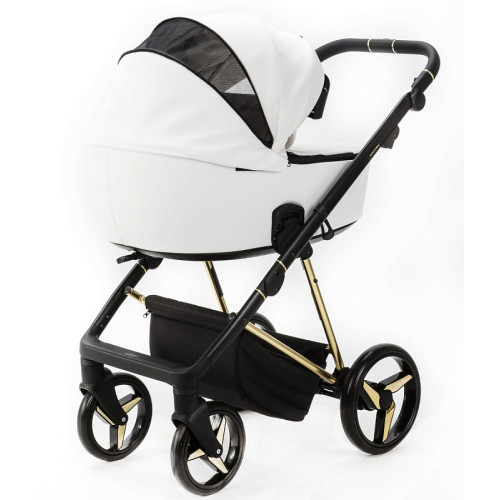 Детская коляска Adamex Blanc Special Edition 3 в 1 BL-PS782 (БЕЛ.В БЛЕСТКУ+БЕЛ.КОЖА+ЗОЛОТО РАМА)