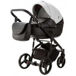 Детская коляска Adamex Lanti Deluxe 3 в 1 LN-SD01 (БЕЛ.КОЖА + ЧЕРН. КОЖА)