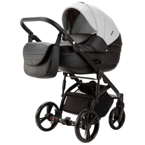 Детская коляска Adamex Lanti Deluxe 3 в 1 LN-SD01 (БЕЛ.КОЖА + ЧЕРН. КОЖА)