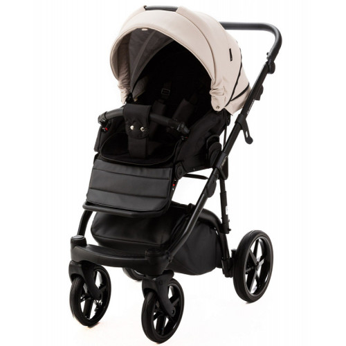 Детская коляска Adamex Nola Deluxe 2 в 1 N-SD110 (СВ.БЕЖ.КОЖА + ЧЕРН.КОЖА)