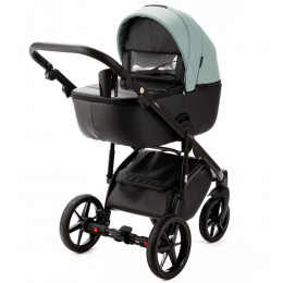 Детская коляска Adamex Nola Deluxe 3 в 1 N-SD103 (СЕРО-ЗЕЛ. КОЖА + ЧЕРН.КОЖА)