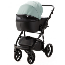 Детская коляска Adamex Nola Deluxe 3 в 1 N-SD103 (СЕРО-ЗЕЛ. КОЖА + ЧЕРН.КОЖА)