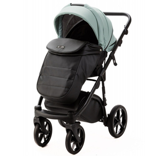 Детская коляска Adamex Nola Deluxe 3 в 1 N-SD103 (СЕРО-ЗЕЛ. КОЖА + ЧЕРН.КОЖА)