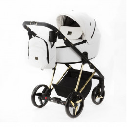 Детская коляска Adamex Blanc Special Edition 2 в 1 BL-PS782 (БЕЛ.В БЛЕСТКУ+БЕЛ.КОЖА+ЗОЛОТО РАМА)