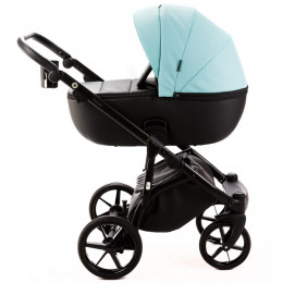 Детская коляска Adamex Nola Deluxe 2 в 1 N-SD111 (СВ.БИРЮЗОВАЯ.КОЖА + ЧЕРН.КОЖА)