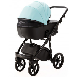 Детская коляска Adamex Nola Deluxe 2 в 1 N-SD111 (СВ.БИРЮЗОВАЯ.КОЖА + ЧЕРН.КОЖА)