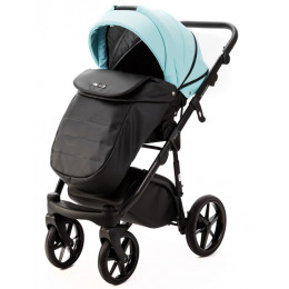 Детская коляска Adamex Nola Deluxe 2 в 1 N-SD111 (СВ.БИРЮЗОВАЯ.КОЖА + ЧЕРН.КОЖА)