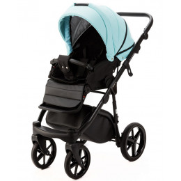 Детская коляска Adamex Nola Deluxe 2 в 1 N-SD111 (СВ.БИРЮЗОВАЯ.КОЖА + ЧЕРН.КОЖА)