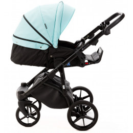 Детская коляска Adamex Nola Deluxe 2 в 1 N-SD111 (СВ.БИРЮЗОВАЯ.КОЖА + ЧЕРН.КОЖА)