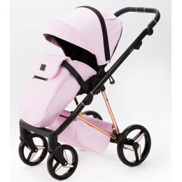 Детская коляска Adamex Quantum Superstar Deluxe 2 в 1 Q-STAR136-K (РОЗОВ.ЗЕФИР КОЖА+РОЗОВ.ДНО+РОЗОВ.ЗОЛОТО РАМА)