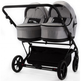 Детская коляска для двойни Adamex Leo Duo 3 в 1 TK01 (СВЕТЛО-СЕРЫЙ)