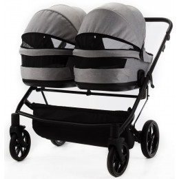Детская коляска для двойни Adamex Leo Duo 3 в 1 TK01 (СВЕТЛО-СЕРЫЙ)