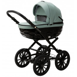 Детская коляска Adamex Chantal Retro Deluxe 2 в 1 C-SA20 (СЕРО-ЗЕЛЕНАЯ КОЖА)