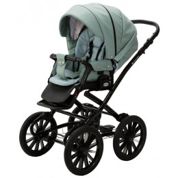 Детская коляска Adamex Chantal Retro Deluxe 2 в 1 C-SA20 (СЕРО-ЗЕЛЕНАЯ КОЖА)