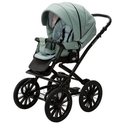Детская коляска Adamex Chantal Retro Deluxe 2 в 1 C-SA20 (СЕРО-ЗЕЛЕНАЯ КОЖА)