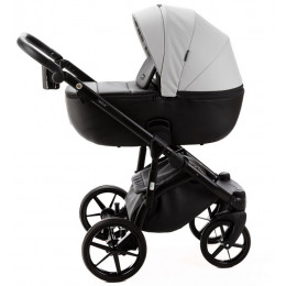 Детская коляска Adamex Nola Deluxe 2 в 1 N-SD107 (СВ.СЕР.КОЖА + ЧЕРН.КОЖА)