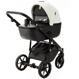 Детская коляска Adamex Nola Deluxe 3 в 1 N-SD104 (КРЕМОВАЯ КОЖА + ЧЕРН.КОЖА)
