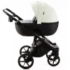 Детская коляска Adamex Nola Deluxe 3 в 1 N-SD104 (КРЕМОВАЯ КОЖА + ЧЕРН.КОЖА)
