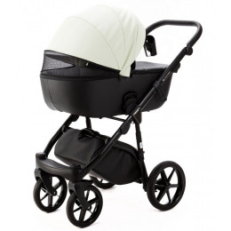 Детская коляска Adamex Nola Deluxe 3 в 1 N-SD104 (КРЕМОВАЯ КОЖА + ЧЕРН.КОЖА)