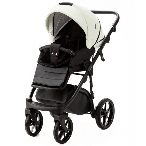 Детская коляска Adamex Nola Deluxe 3 в 1 N-SD104 (КРЕМОВАЯ КОЖА + ЧЕРН.КОЖА)
