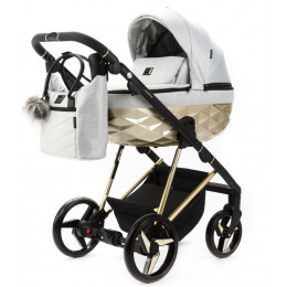 Детская коляска Adamex Quantum Star Premium 2 в 1 Q-STAR47 (СВ.СЕРЫЙ+ЗОЛОТО.РАМА)