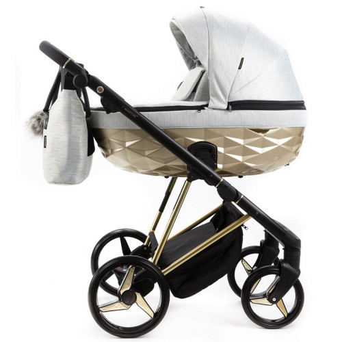 Детская коляска Adamex Quantum Star Premium 2 в 1 Q-STAR47 (СВ.СЕРЫЙ+ЗОЛОТО.РАМА)