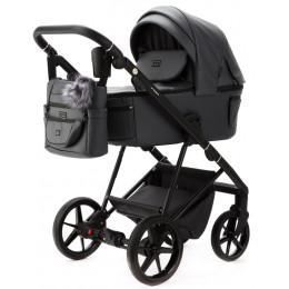 Детская коляска Adamex Vasco Deluxe 3 в 1 V-SA05 (ТЕМНО-СЕРАЯ КОЖА)