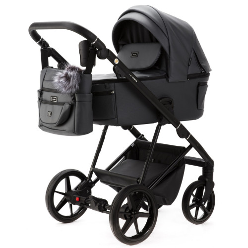 Детская коляска Adamex Vasco Deluxe 3 в 1 V-SA05 (ТЕМНО-СЕРАЯ КОЖА)