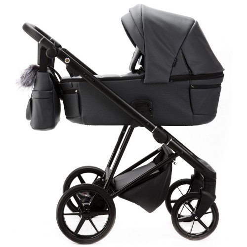 Детская коляска Adamex Vasco Deluxe 3 в 1 V-SA05 (ТЕМНО-СЕРАЯ КОЖА)
