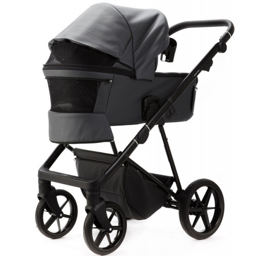 Детская коляска Adamex Vasco Deluxe 3 в 1 V-SA05 (ТЕМНО-СЕРАЯ КОЖА)