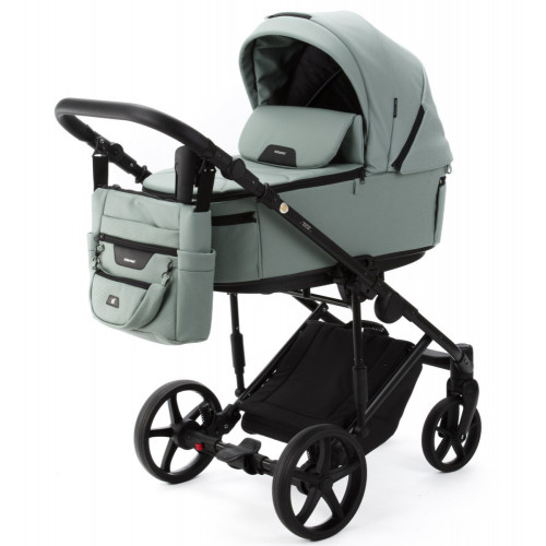 Детская коляска Adamex Zico Deluxe New 2 в 1 ZN-SA20 (СЕРО-ЗЕЛЕНАЯ КОЖА)