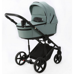 Детская коляска Adamex Zico Deluxe New 2 в 1 ZN-SA20 (СЕРО-ЗЕЛЕНАЯ КОЖА)