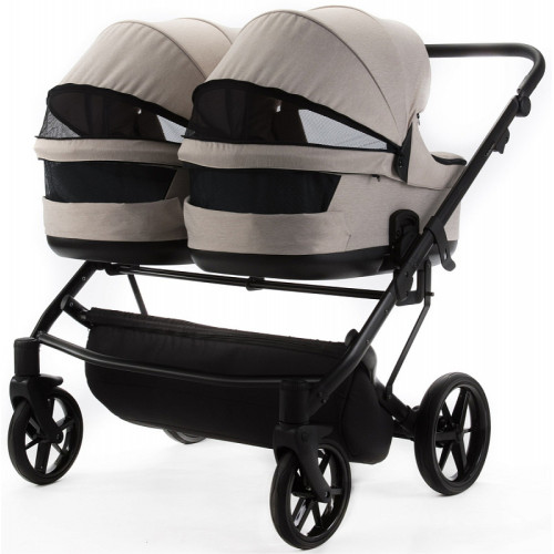 Детская коляска для двойни Adamex Leo Duo 2 в 1 TK20 (СВЕТЛО-БЕЖЕВЫЙ)