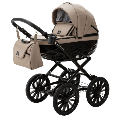 Детская коляска Adamex Chantal Retro Deluxe 2 в 1 C-SA09 (Т.БЕЖЕВАЯ КОЖА)