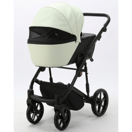 Детская коляска Adamex Mobi Deluxe 3 в 1 M-SD17 (КРЕМОВЫЙ+ЧЕРНАЯ КОЖА)