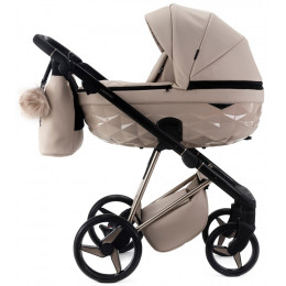 Детская коляска Adamex Quantum Superstar Deluxe 2 в 1 Q-STAR155-K (СВ.БЕЖ.КОЖА+СВ.БЕЖ.ДНО+БЕЖ.РАМА)