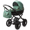 Детская коляска Adamex Chantal Retro Deluxe 2 в 1 C105B (ИЗУМРДНАЯ 100% КОЖА-ЗОЛОТЫЕ МОЛНИИ)