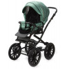 Детская коляска Adamex Chantal Retro Deluxe 2 в 1 C105B (ИЗУМРДНАЯ 100% КОЖА-ЗОЛОТЫЕ МОЛНИИ)