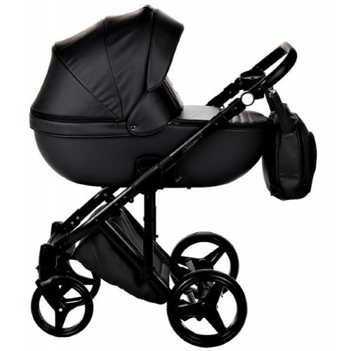 Детская коляска Adamex Luciano Deluxe 3 в 1 61S (ЧЕРНАЯ 100% КОЖА)
