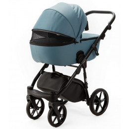 Детская коляска Adamex Nola Deluxe 2 в 1 N-SA63 (СЕРЫЙ С ГОЛУБЫМ КОЖА)
