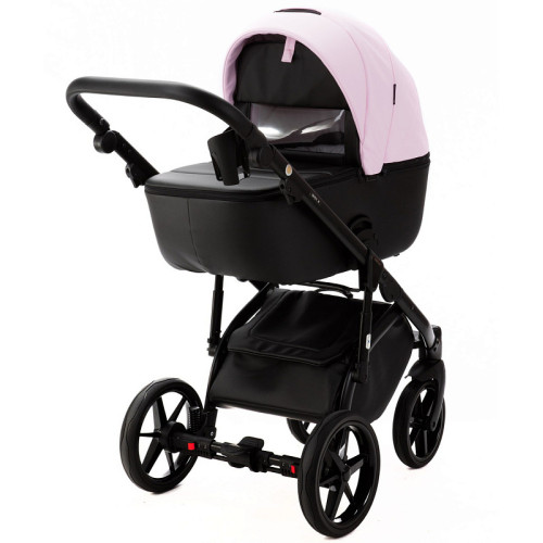 Детская коляска Adamex Nola Deluxe 3 в 1 N-SD101 (РОЗОВ.ЗЕФИР КОЖА + ЧЕРН. КОЖА)
