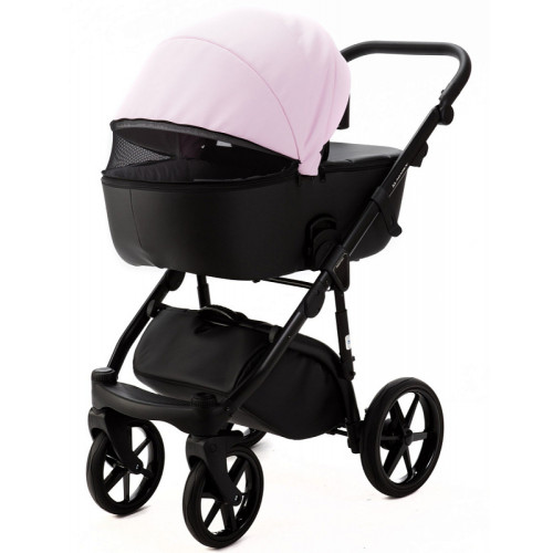 Детская коляска Adamex Nola Deluxe 3 в 1 N-SD101 (РОЗОВ.ЗЕФИР КОЖА + ЧЕРН. КОЖА)