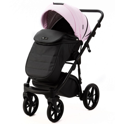 Детская коляска Adamex Nola Deluxe 3 в 1 N-SD101 (РОЗОВ.ЗЕФИР КОЖА + ЧЕРН. КОЖА)