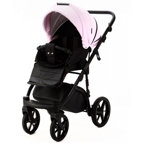 Детская коляска Adamex Nola Deluxe 3 в 1 N-SD101 (РОЗОВ.ЗЕФИР КОЖА + ЧЕРН. КОЖА)