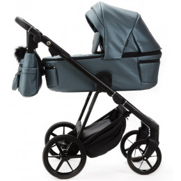 Детская коляска Adamex Vasco Deluxe 3 в 1 V-SM18 (ГОЛУБОЙ МЕТАЛИК КОЖА)