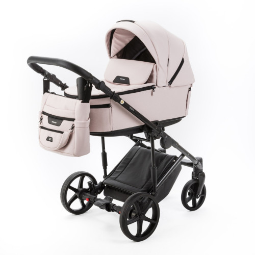 Детская коляска Adamex Zico Deluxe New 3 в 1 ZN-SA15 СВЕТЛО-РОЗОВАЯ КОЖА