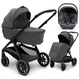 Коляска Agex Prima Pro 3 в 1 с автокреслом i-Team Grey APA657 Midnight Grey (Темно-серый)