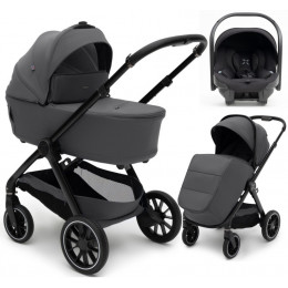 Коляска Agex Prima Pro 3 в 1 с автокреслом i-Team Black Midnight Grey (Темно-серый)