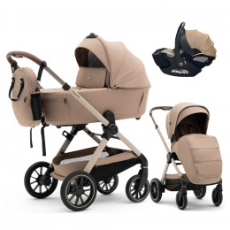 Коляска Agex Prima Pro 3 в 1 с автокреслом Luxmom 777 Beige (Бежевый)