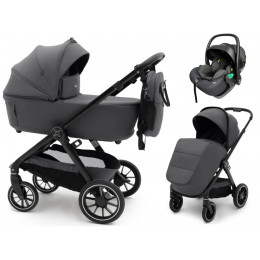 Коляска Agex Prima Pro 3 в 1 с автокреслом i-Safe Black Midnight Grey (Темно-серый)